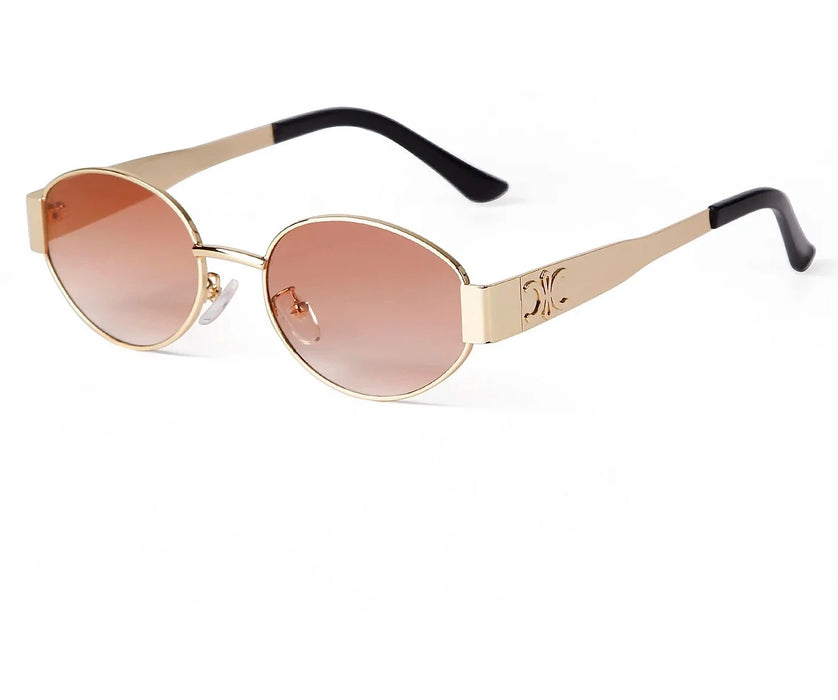 Retro Metal Frame Oval Sunglasses