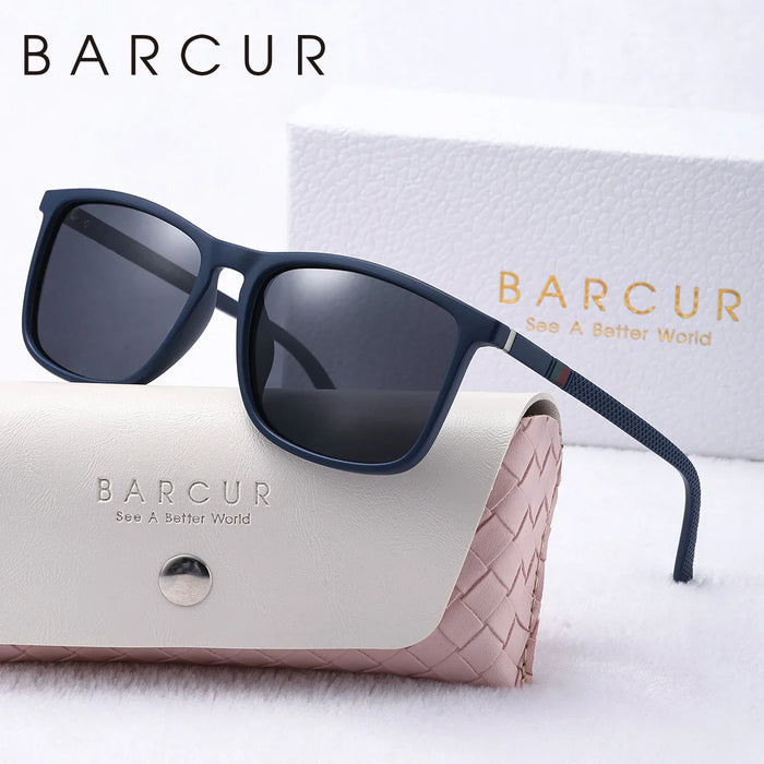 BARCUR Polarized Square Frame Sunglasses for Men and Women