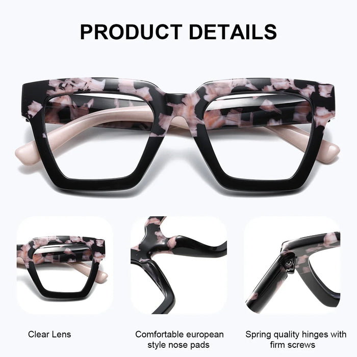BARCUR Large Fashionable Frame Pink Reading Glasses