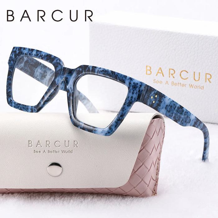 BARCUR Large Fashionable Frame Pink Reading Glasses