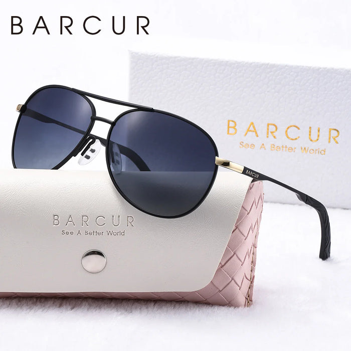 BARCUR Pink Metal Polarized Sunglasses