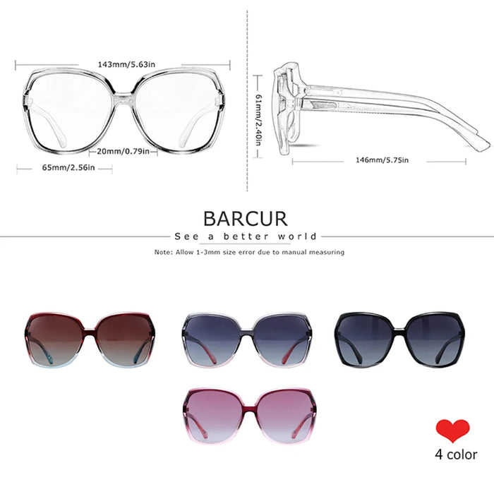 BARCUR Oversized Square Polarized Sunglasses for Women