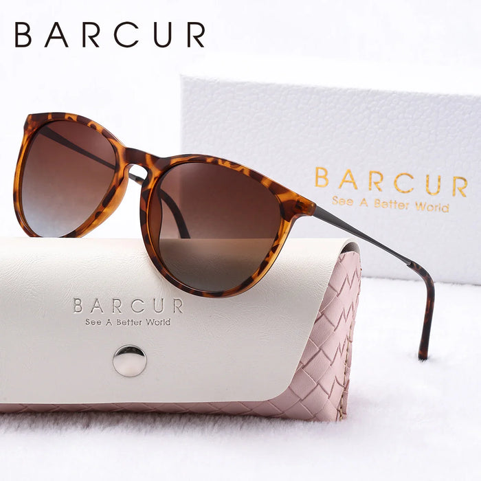 BARCUR Sunglasses Women’s Leopard Print Two-Tone Cat Eye