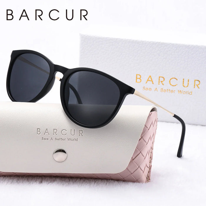 BARCUR Sunglasses Women’s Leopard Print Two-Tone Cat Eye
