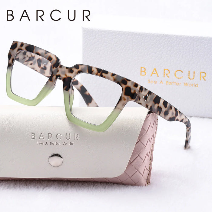 BARCUR Large Fashionable Frame Pink Reading Glasses