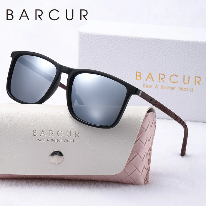 BARCUR Polarized Square Frame Sunglasses for Men and Women