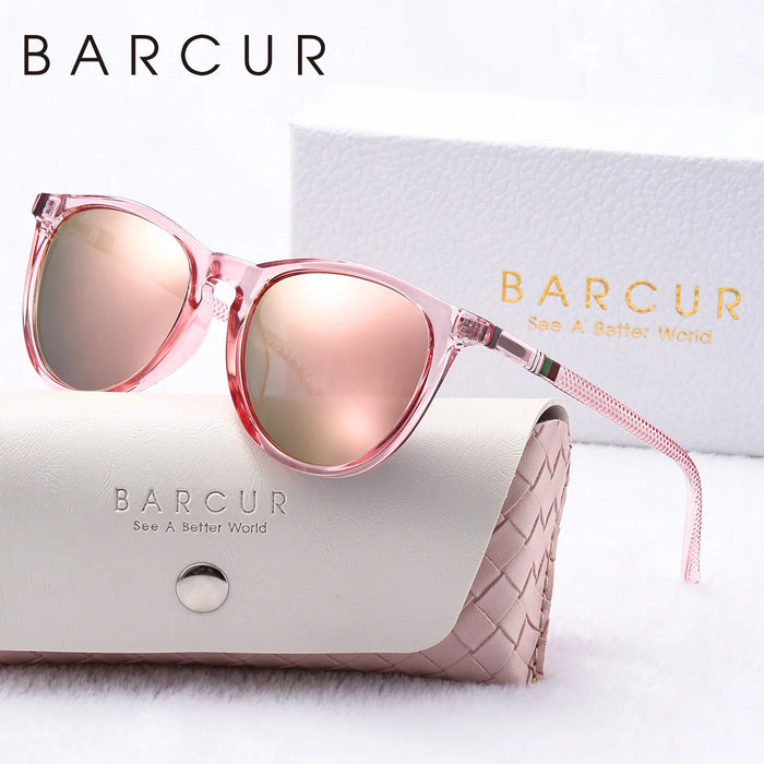 BARCUR Pink Fashion Round Sunglasses for Women