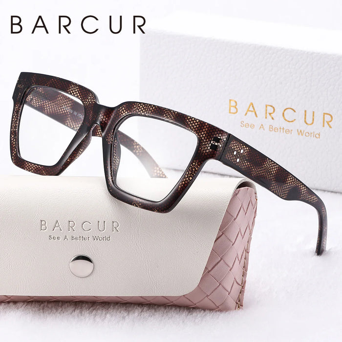 BARCUR Large Fashionable Frame Pink Reading Glasses