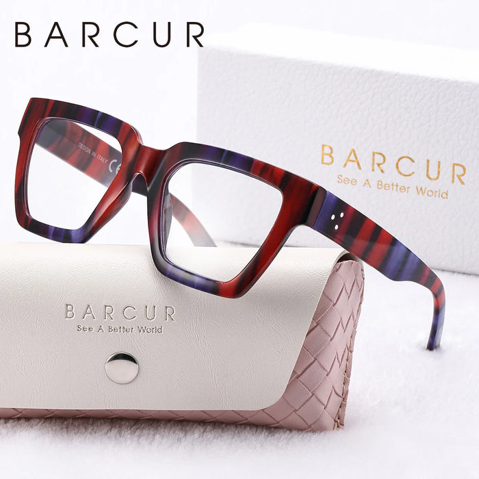 BARCUR Large Fashionable Frame Pink Reading Glasses