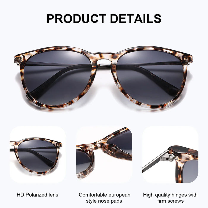 BARCUR Sunglasses Women’s Leopard Print Two-Tone Cat Eye