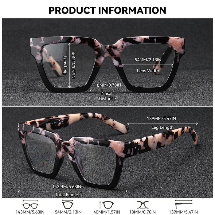 BARCUR Large Fashionable Frame Pink Reading Glasses