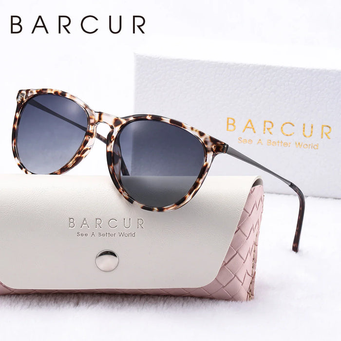 BARCUR Sunglasses Women’s Leopard Print Two-Tone Cat Eye