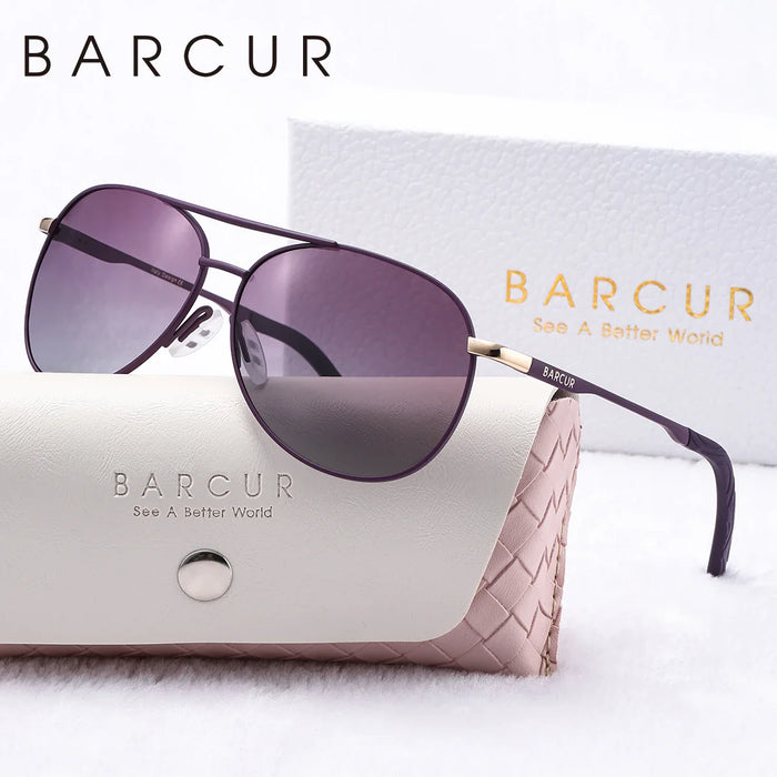 BARCUR Pink Metal Polarized Sunglasses