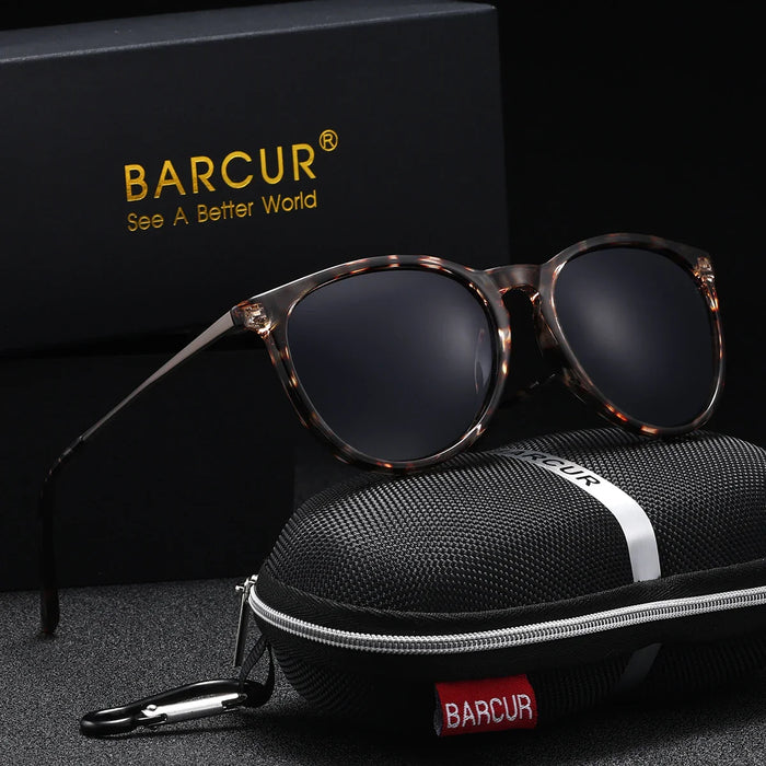 BARCUR Retro Circular Polarized Sunglasses