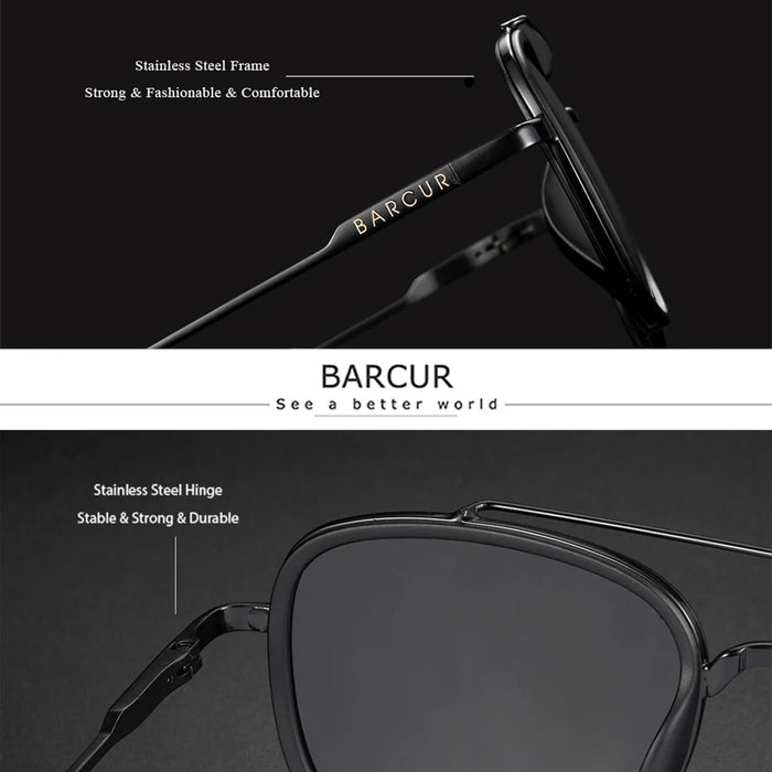 BARCUR Cool Oval Double Beam Fashion Sunglasses