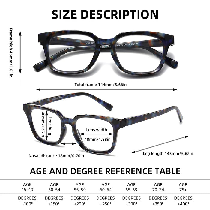 BARCUR Trendy Square Reading Glasses