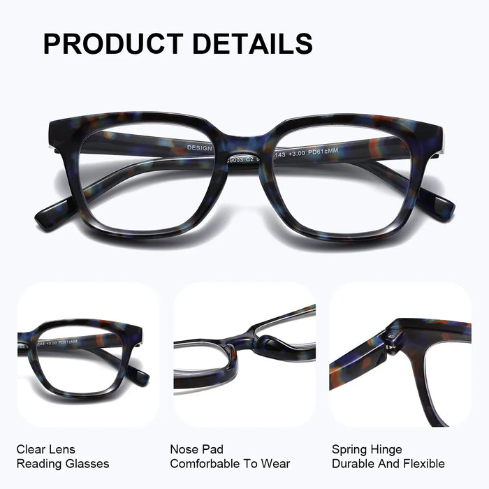 BARCUR Trendy Square Reading Glasses