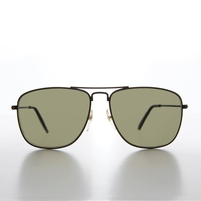 SUNGLASS MUSEUM Square 58mm Metal Aviator Sunglass with Green Lens - Santos