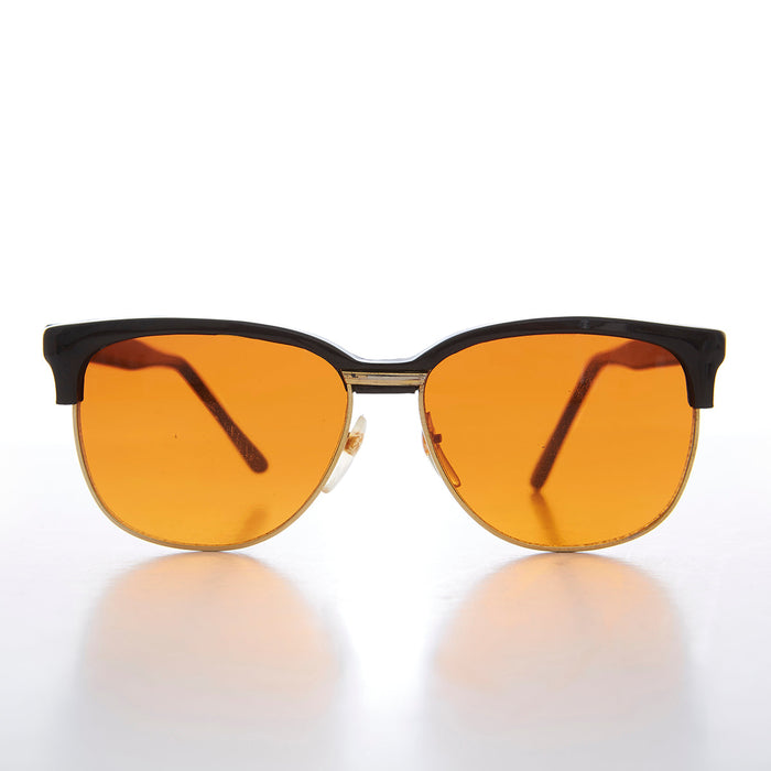 SUNGLASS MUSEUM Amber Lens Half Frame Square Vintage Deadstock Sunglass - Sasha