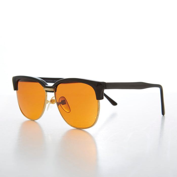 SUNGLASS MUSEUM Amber Lens Half Frame Square Vintage Deadstock Sunglass - Sasha