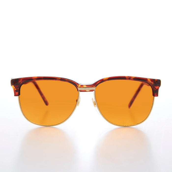 SUNGLASS MUSEUM Amber Lens Half Frame Square Vintage Deadstock Sunglass - Sasha