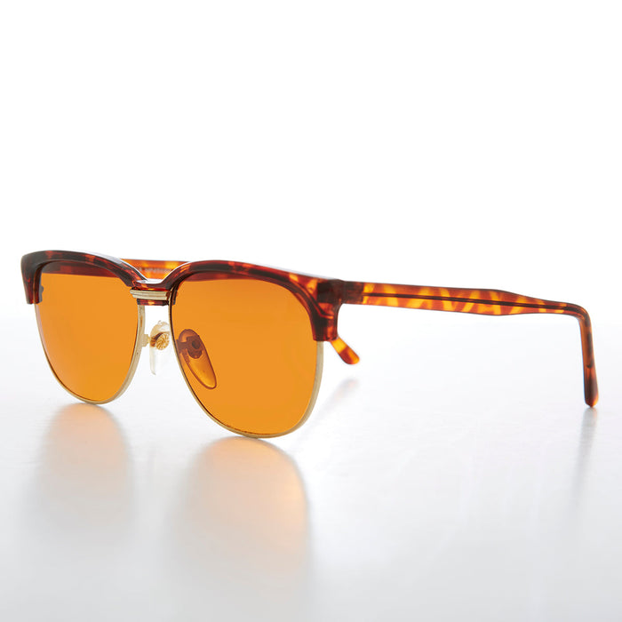 SUNGLASS MUSEUM Amber Lens Half Frame Square Vintage Deadstock Sunglass - Sasha