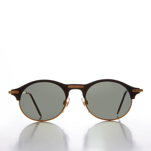 SUNGLASS MUSEUM Gold Round Half Frame Vintage Sunglasses - Serby - Product image
