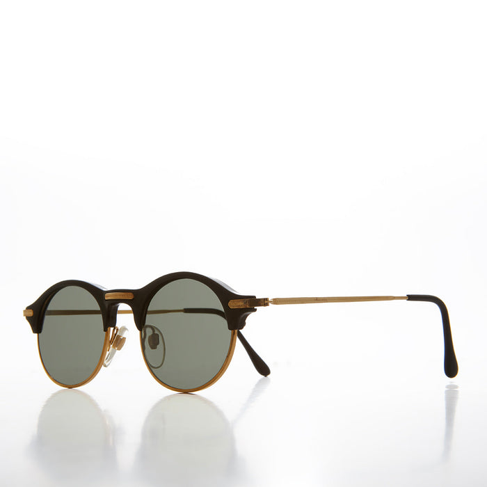 SUNGLASS MUSEUM Gold Round Half Frame Vintage Sunglasses - Serby - Product image