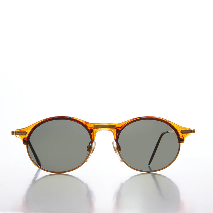 SUNGLASS MUSEUM Gold Round Half Frame Vintage Sunglasses - Serby - Product image