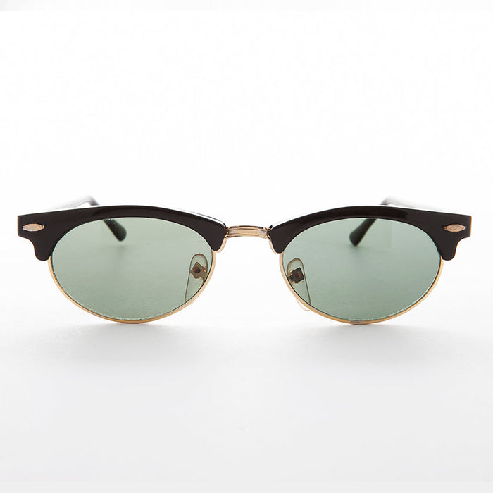 SUNGLASS MUSEUM Oval Horn Rim Vintage Sunglass with Glass Lens - Shelby - Product image