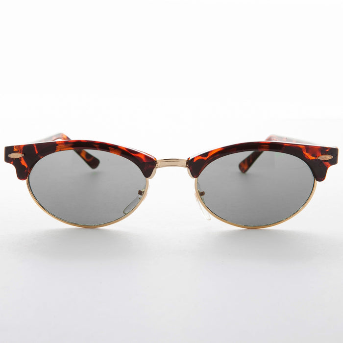 SUNGLASS MUSEUM Oval Horn Rim Vintage Sunglass with Glass Lens - Shelby - Product image
