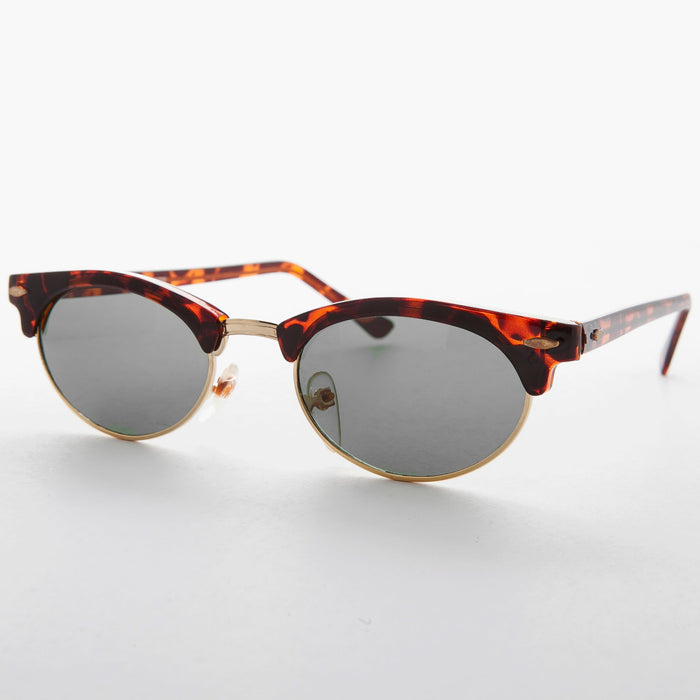 SUNGLASS MUSEUM Oval Horn Rim Vintage Sunglass with Glass Lens - Shelby - Product image