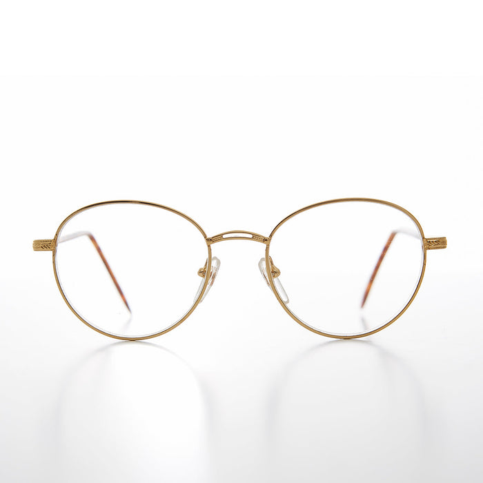 SUNGLASS MUSEUM Round Gold Reading Glasses with Tube Temples - Shiloh