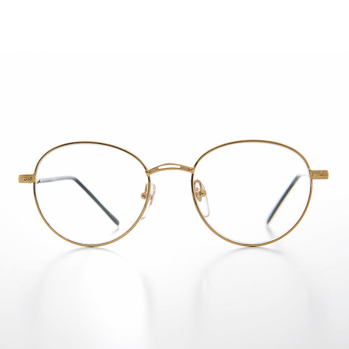 SUNGLASS MUSEUM Round Gold Reading Glasses with Tube Temples - Shiloh