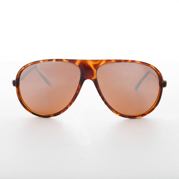 SUNGLASS MUSEUM Mirrored Amber Lens Vintage Aviator Sunglasses- Slater - Product image