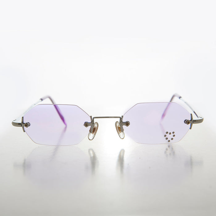 SUNGLASS MUSEUM Heart Rhinestone Rimless Vintage Sunglasses - Splashy