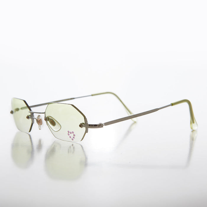 SUNGLASS MUSEUM Heart Rhinestone Rimless Vintage Sunglasses - Splashy