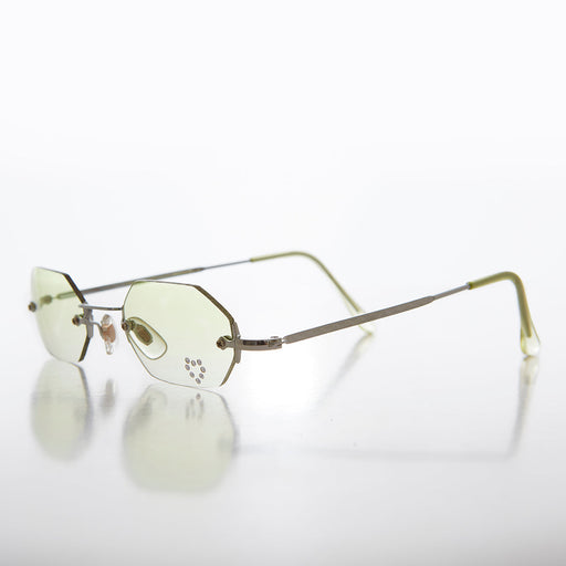 SUNGLASS MUSEUM Heart Rhinestone Rimless Vintage Sunglasses - Splashy - Product image