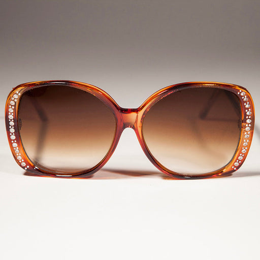 image of sunglasses model SUNGLASS MUSEUM Rhinestone Oversized Vintage Sunglasses - Stardust