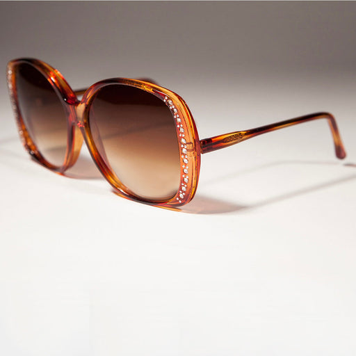 image of sunglasses model SUNGLASS MUSEUM Rhinestone Oversized Vintage Sunglasses - Stardust