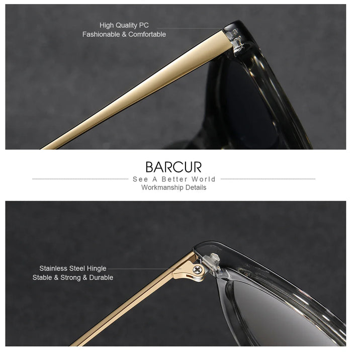 BARCUR Retro Circular Polarized Sunglasses