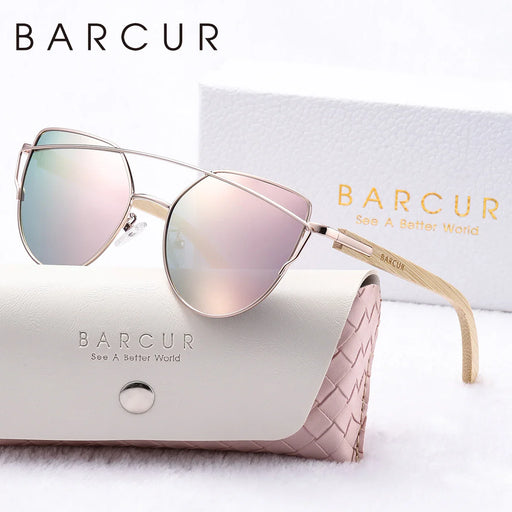 BARCUR Polarized Sunglasses Cat Eye Bamboo - Product image