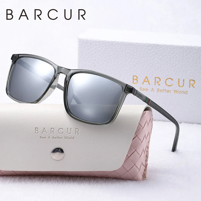 BARCUR Polarized Square Frame Sunglasses for Men and Women