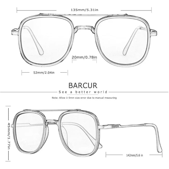 BARCUR Cool Oval Double Beam Fashion Sunglasses