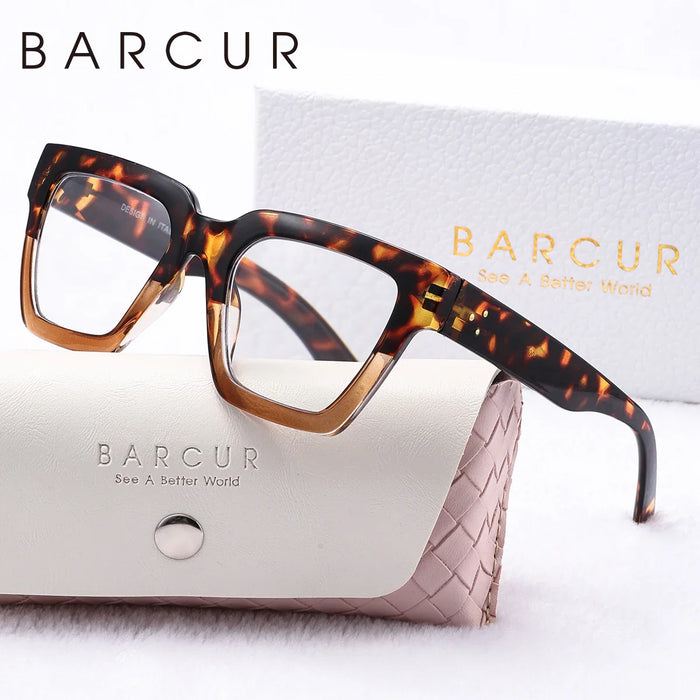 BARCUR Large Fashionable Frame Pink Reading Glasses