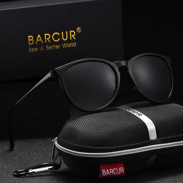BARCUR Retro Circular Polarized Sunglasses