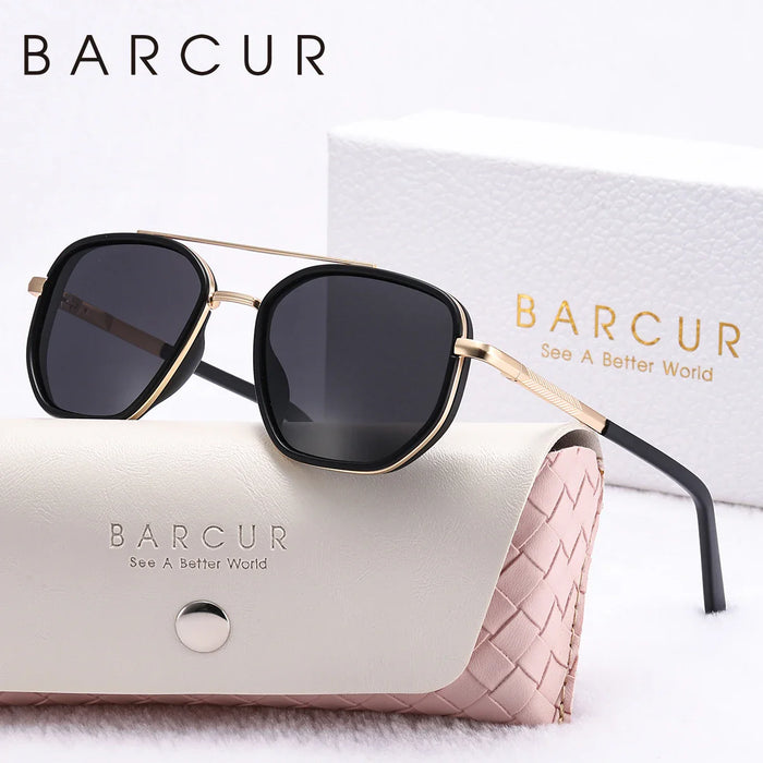 BARCUR Fashionable Trendy Polarized Sunglasses Polygon