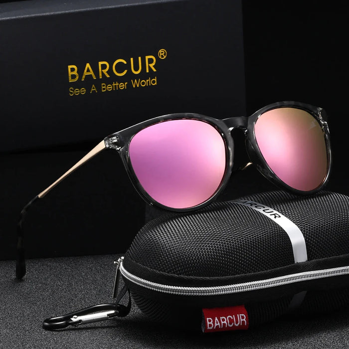 BARCUR Retro Circular Polarized Sunglasses