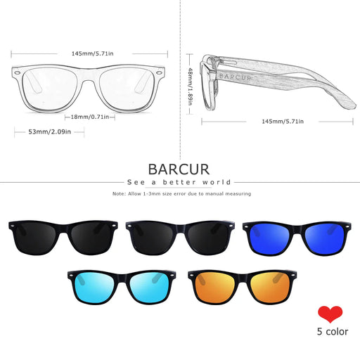 BARCUR Black Walnut Polarized Sunglasses - Product image
