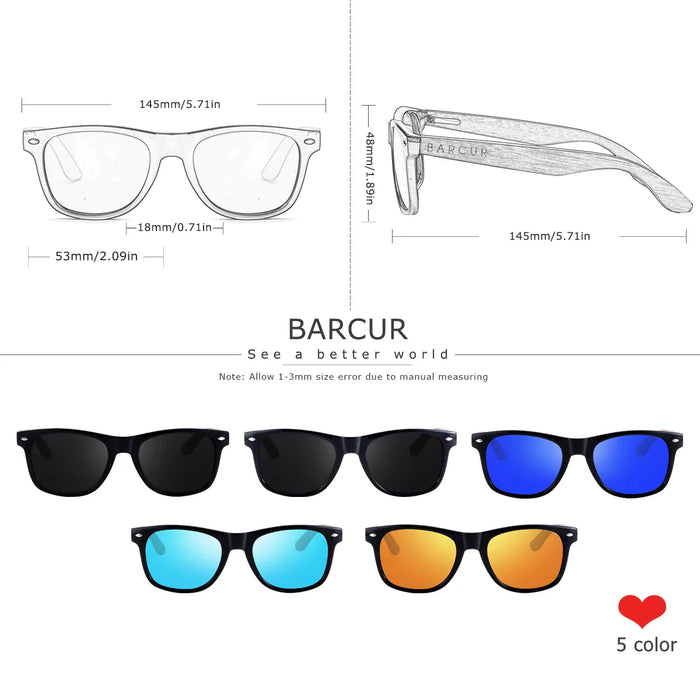 BARCUR Black Walnut Polarized Sunglasses